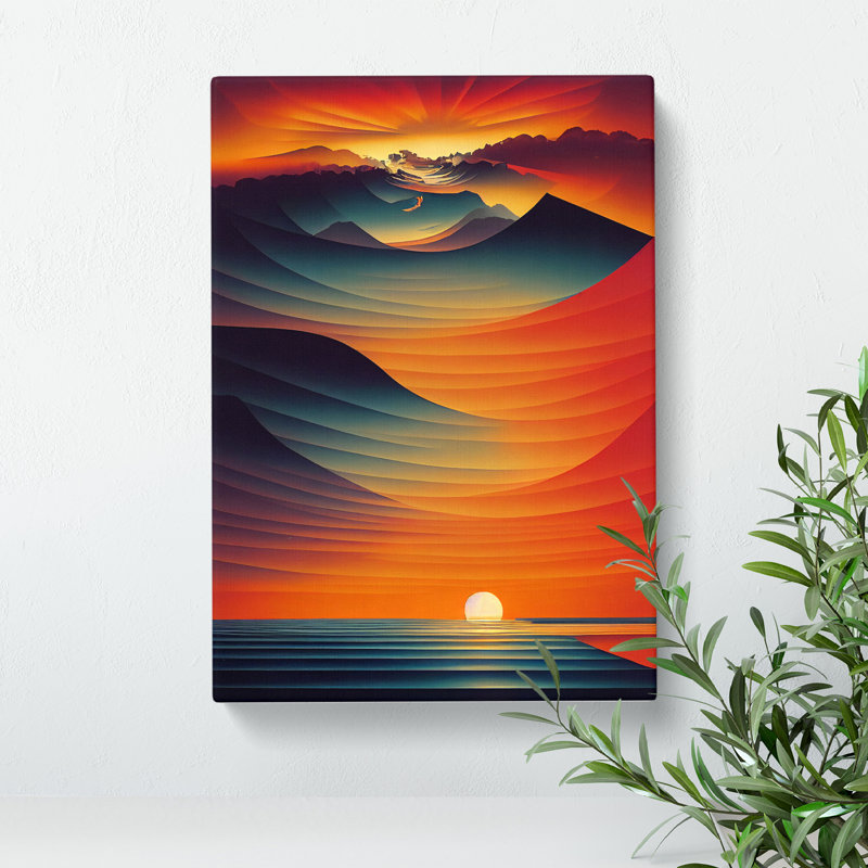 XV1022-3946X Showstopping Abstract Ocean Sunset - Print, Wrapped Canvas, 60cm H x 40cm W, No Matte