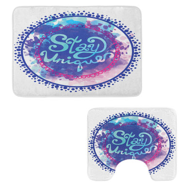 Wording Bathroom Rug Set 2 Pieces Rectangle & Contour Mats Blue Purple -  East Urban Home, 9D7E5AA3BFB84E84A5D8ADDFCED37B1E