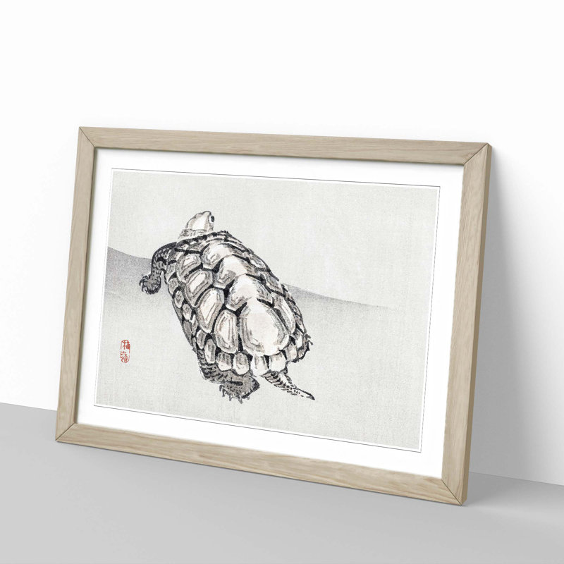 Turtle by Kono Bairei - Picture Frame Painting Print, Oak, 60cm H x 91cm W x 2cm D