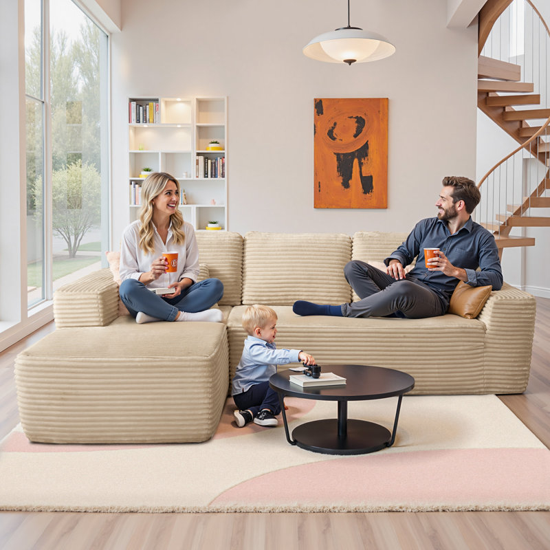 Boneless 106" Cloud Upholstered Sectional Couch With L-shape Chaise Modern Modular Sofa For Living Room Bedroom
