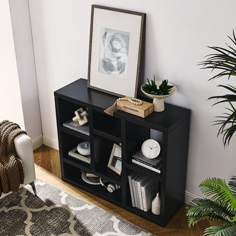 Black Manufactured Wood 7-Cube Freestanding Bookcase