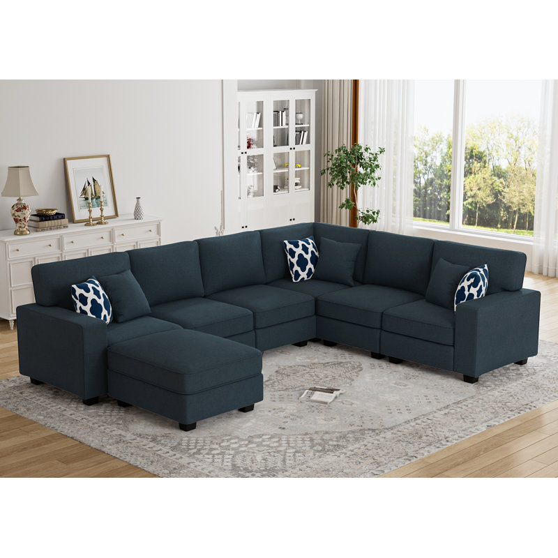 Flexible Combination Module Reversible Sectional Sofa, Charcoal Polyester Blend