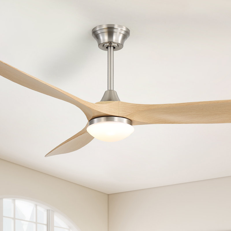 Ventilateur de plafond intelligent 60 pouces 3 ABS avec commande vocale Alexa Alexa, Pales beiges