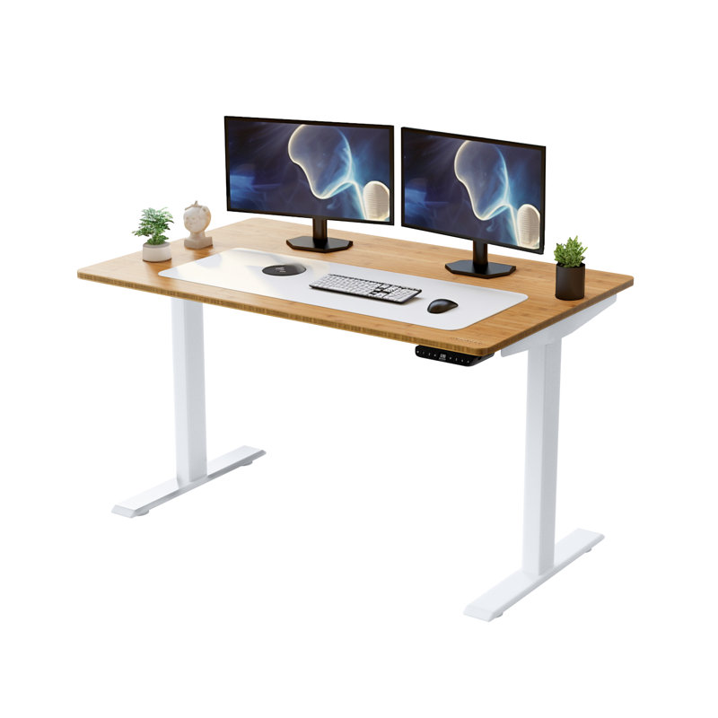 Bureau pour travailler debout à hauteur réglable, Brun / blanc, H 51,6 po x l 60 po x P 30 po