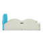 Lit simple mignon en forme de nuage pour enfants en cuir de polyuréthane avec garde-corps, lit de sécurité pour tout-petits avec dessin bleu et beige et poche de rangement