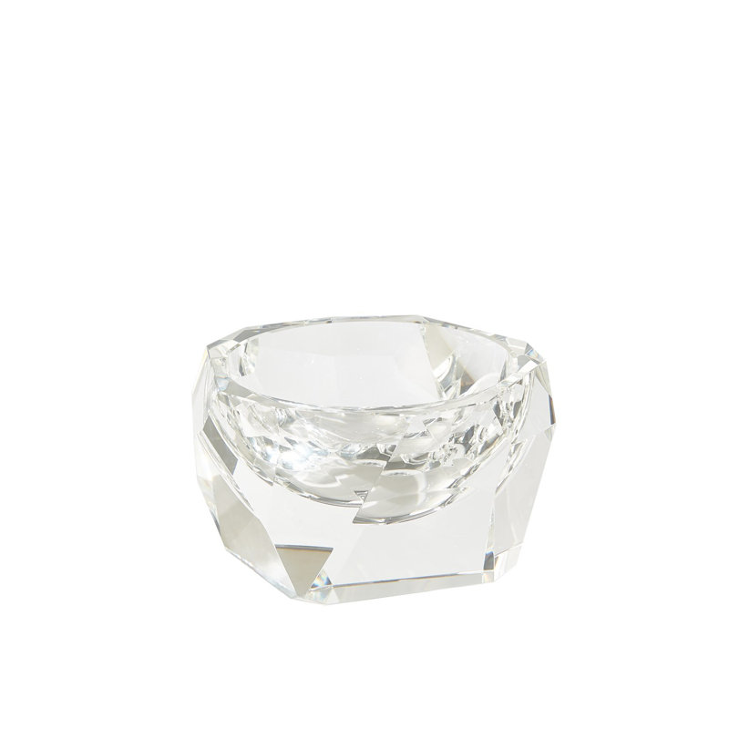 Bol en cristal multi-facettes, Transparent, H 4 po x l 7 po x P 5,5 po