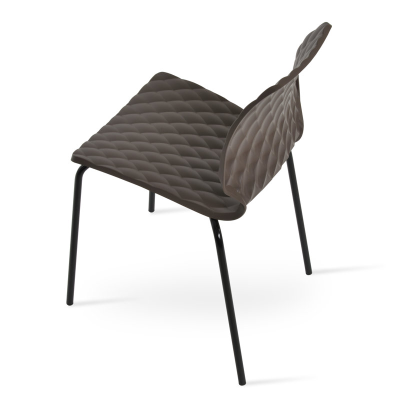 UNI Metal Solid Back Side Chair, Mocha, Black