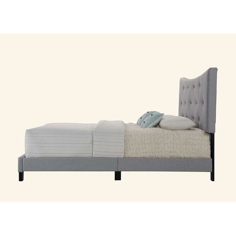 Grand lit en tissu gris Venacha