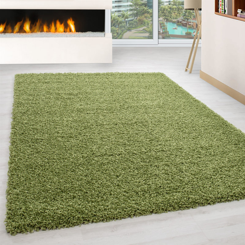 Luxurious Hall Carpet 2.6 x 8.2 Feet, Green | 100% Polypropylene, 1800 g/m², Pile Height: 1.2 Inches | Antibacterial, Jute Underside, Easy to Clean, Vacuum Safe | Perfect for Home Entryways & Living Spaces