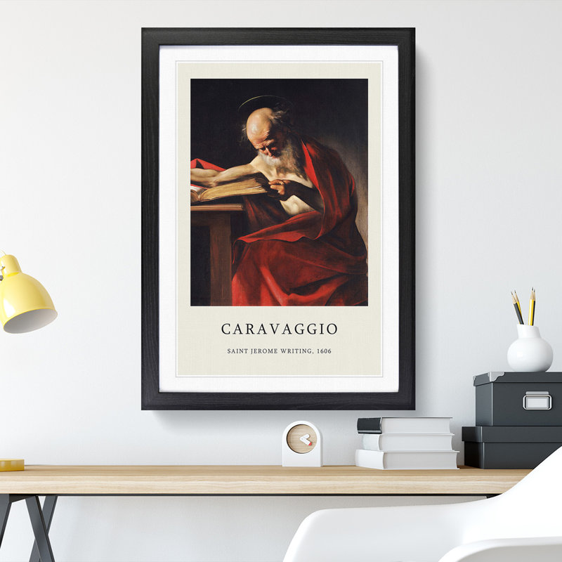 Saint Jerome Writing by Caravaggio - Picture Frame Graphic Art, 36cm H x 27cm W x 2cm D
