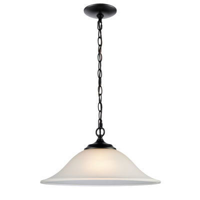 1-Light Pendant in Black with Etched Glass