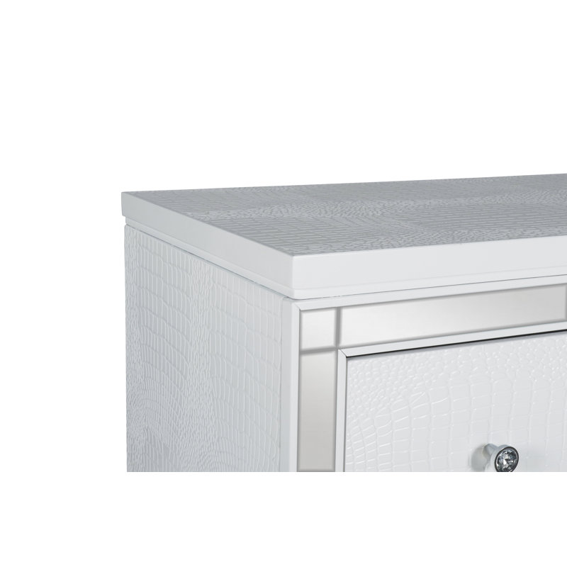 Commode 5 tiroirs Sherley, Blanc