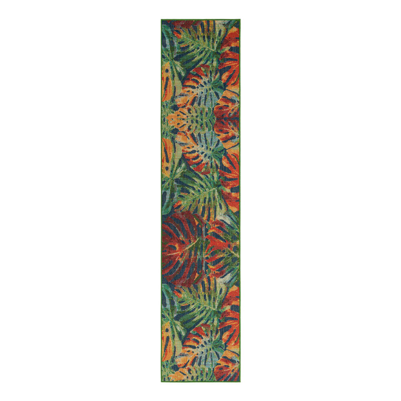 Floral Indoor / Outdoor Rug, Runner 2'7" x 12'