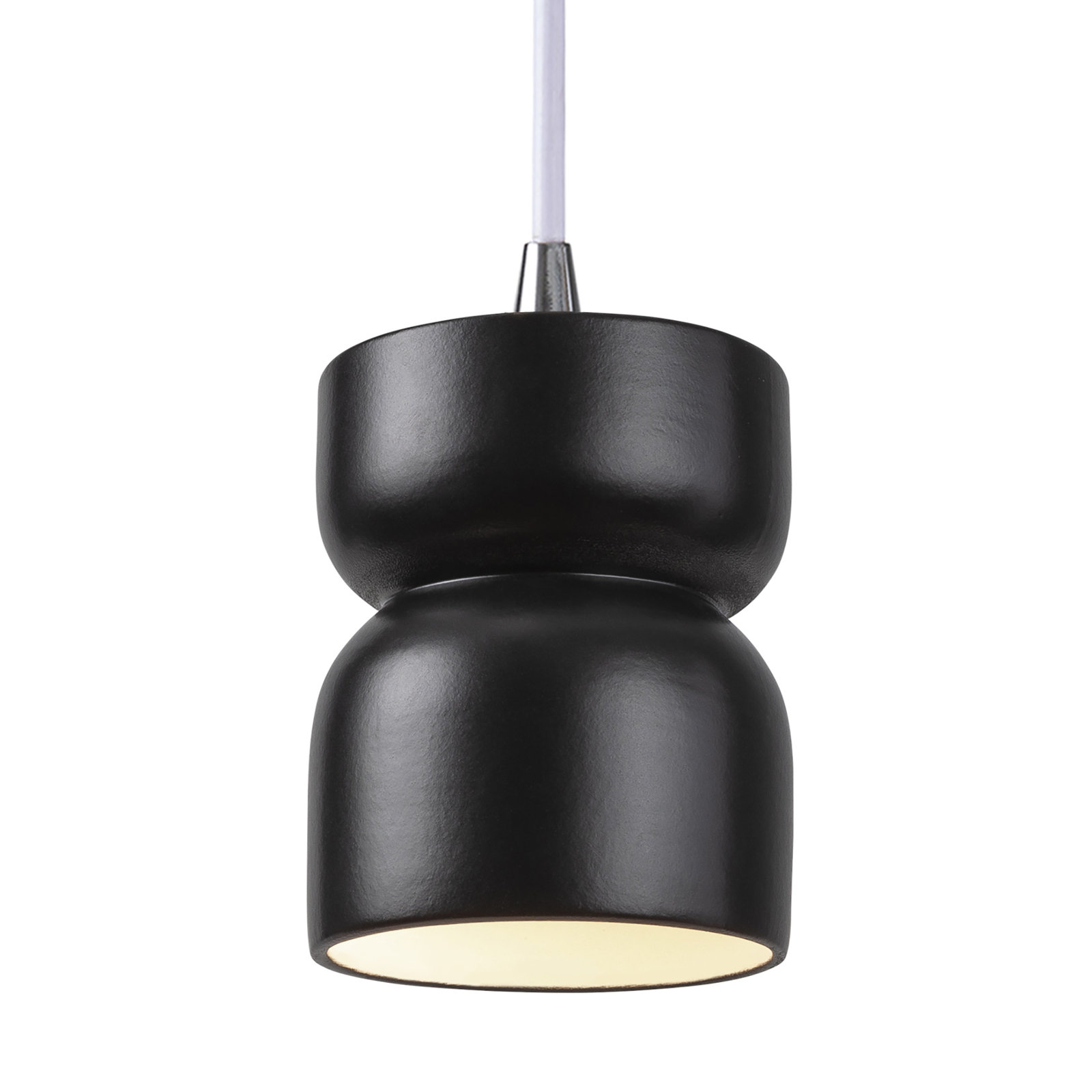 Nysta Ceramic Dimmable Pendant, Carbon Matte Black, Polished Chrome