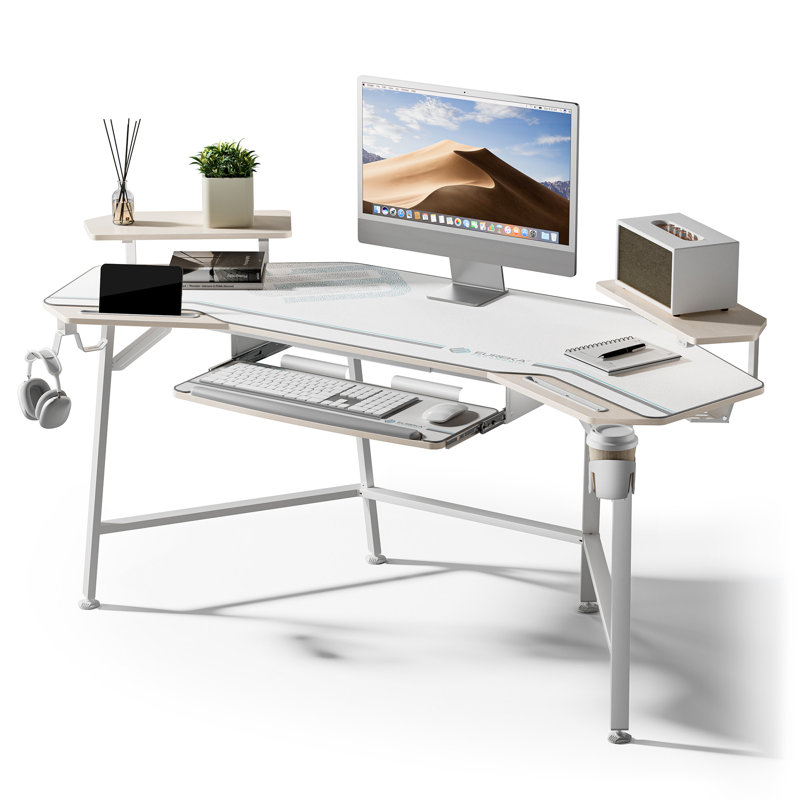 Bureau de studio 72 po avec plateau pour clavier Inbox Zero Mariandi, Érable / Blanc