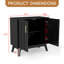 Buffet Mid-Century moderne avec portes cannelées et tablettes réglables, armoire de rangement à finition noyer pour le salon, la salle à manger et le vestibule-2102016991