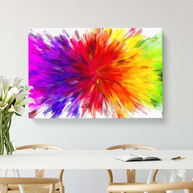 Rainbow Explosion In Abstract - Wrapped Canvas Print, 50cm H x 76cm W x 3cm D