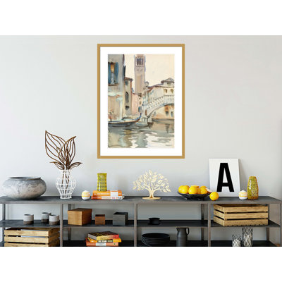 «A Bridge and Campanile Venice» par John Singer Sargent, impression giclée encadrée