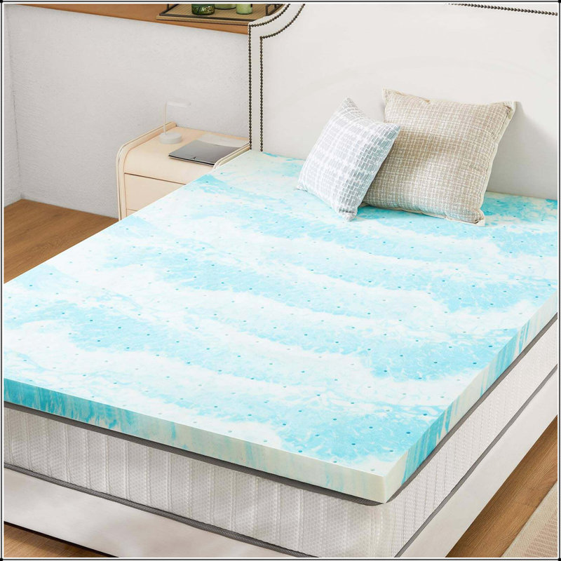Surmatelas en mousse viscoélastique infusée de gel rafraîchissant pour maux de dos, 2 pouces, Très grand