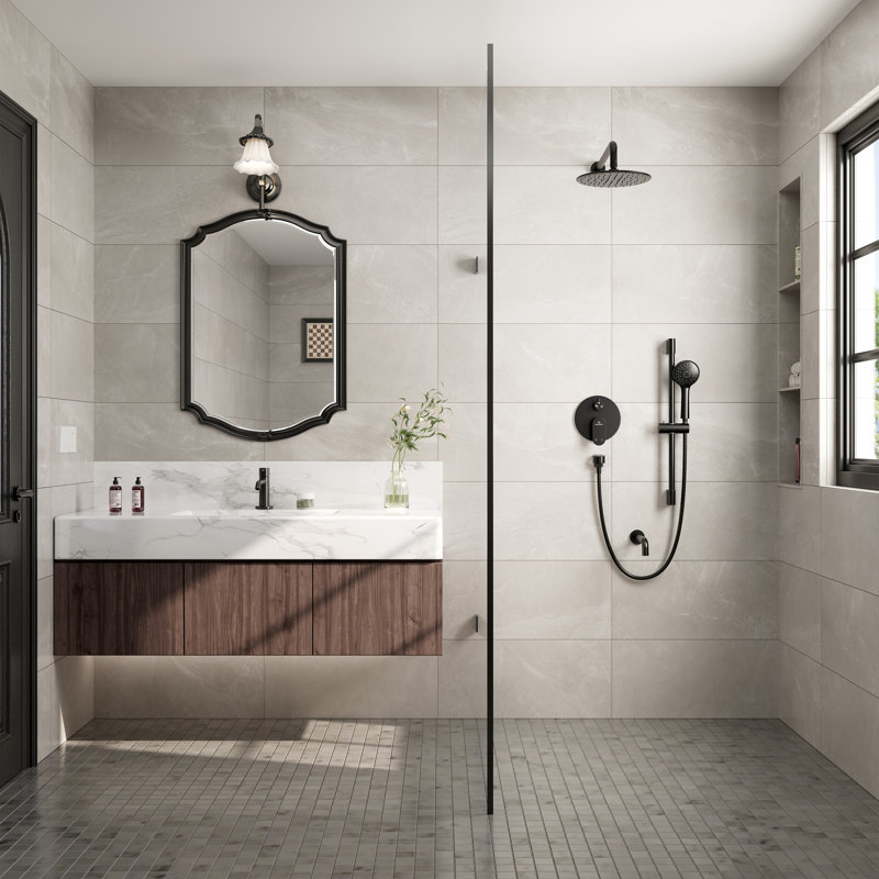 Matte Black Adjustable Height Rain Shower System with Handheld