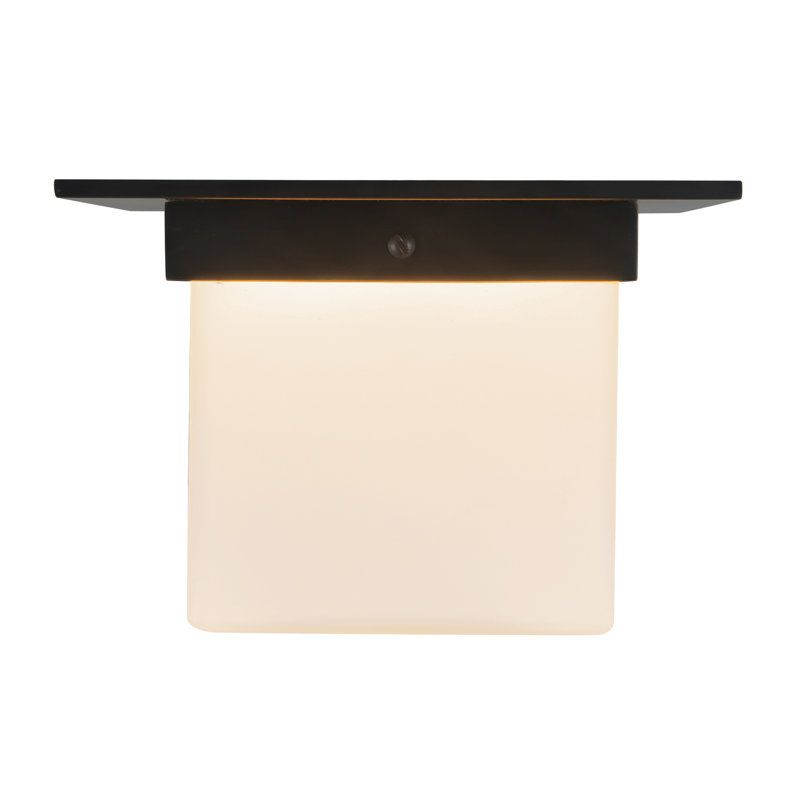 Mineral 8-in Brass Flush Mount, Oil Rubbed Bronze, Opal Glass