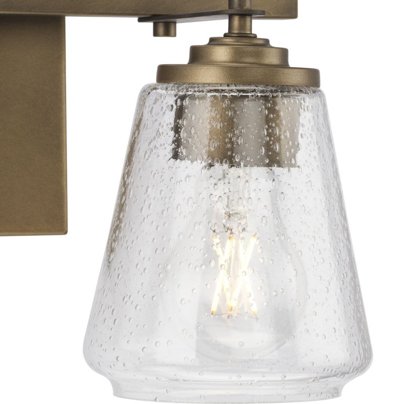 Aged Bronze 2-Light Vanity with Seeded Glass Shades