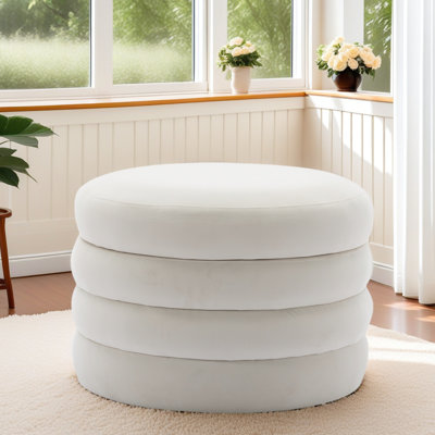 Repose-pieds rond avec rangement en tissu
