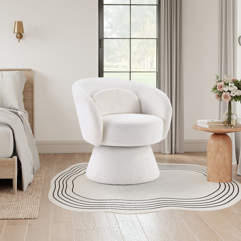 Fauteuil d'appoint pivotant moderne en polyester doux de 27,5 po Bochovice