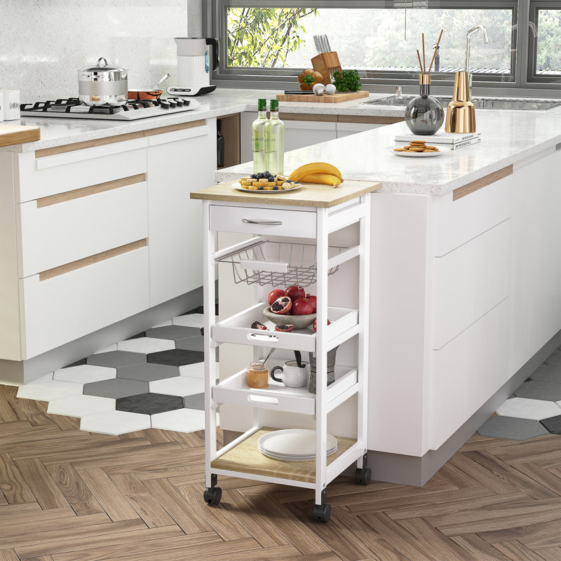 Chariot de cuisine mobile Rafelo, Blanc