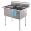 Évier commercial 42 pouces à 2 compartiments de calibre 18 avec dosseret, dimensions de la cuve: 18 po x 24 po x 14 po en acier inoxydable (km-SB182414-N3)