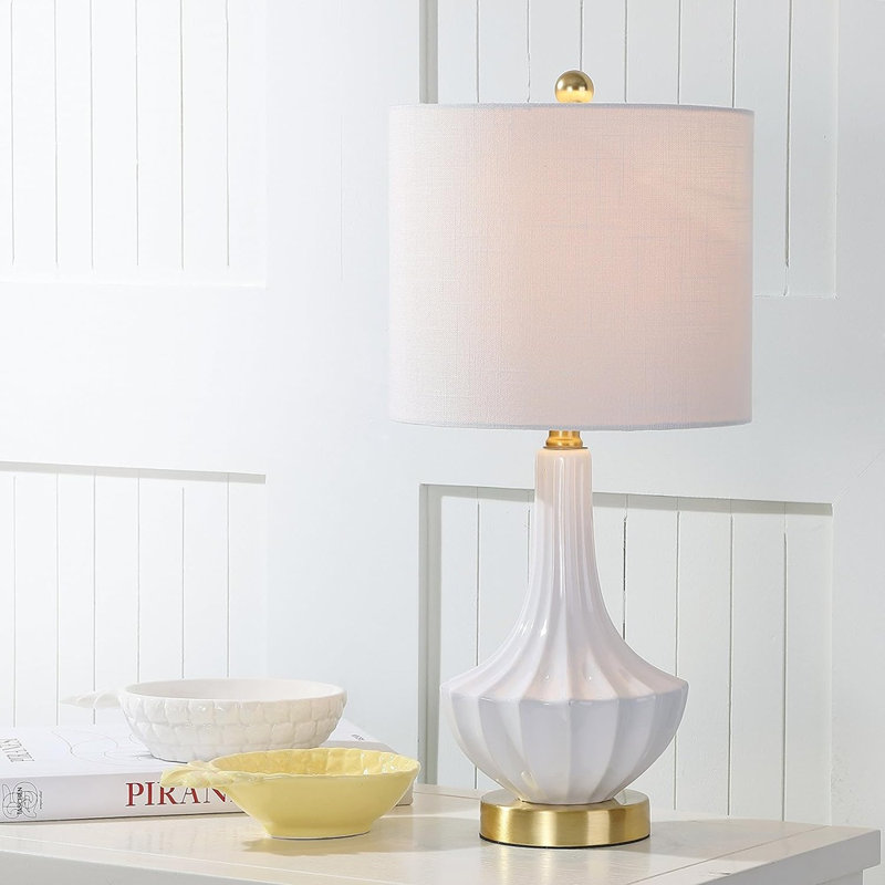 Lampe de table DEL Chesnut, Laiton / blanc