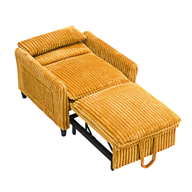 Petit canapé-lit rembourré avec coussin, Jaune