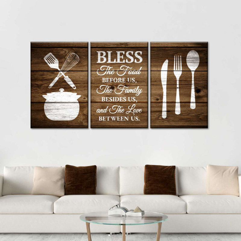 «Bless The Food Sign», reproduction sur toile, L 74 po x H 36 po