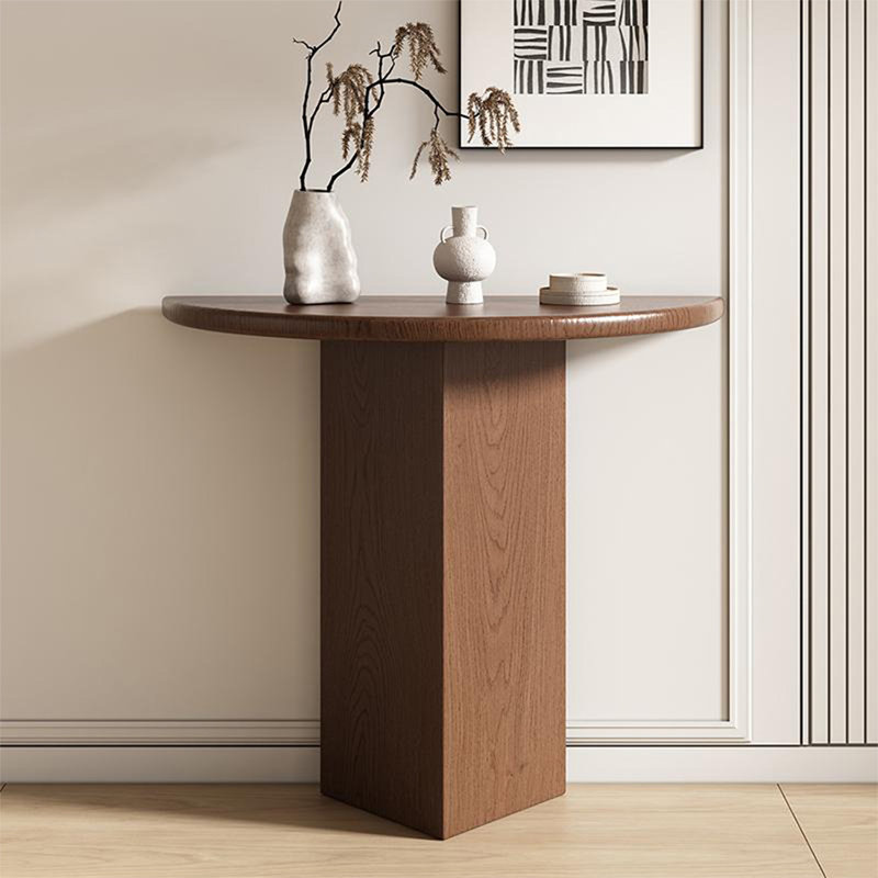 Console brun en bois massif, H 31,5 po x l 31,5 po x P 13,78 po, Brun