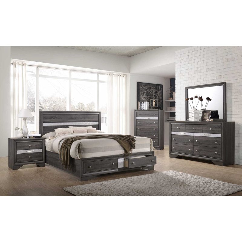 Ensemble de chambre à coucher 5 pièces Smartt, Reine, Blanc