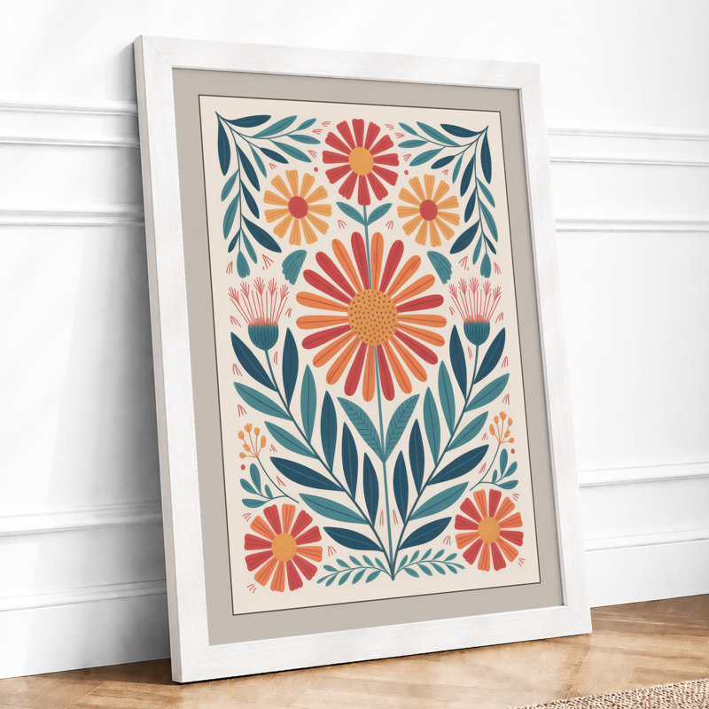 Symmetrical Bloom Botanical - Print, A2 - 59.4 x 42.0 cm, White