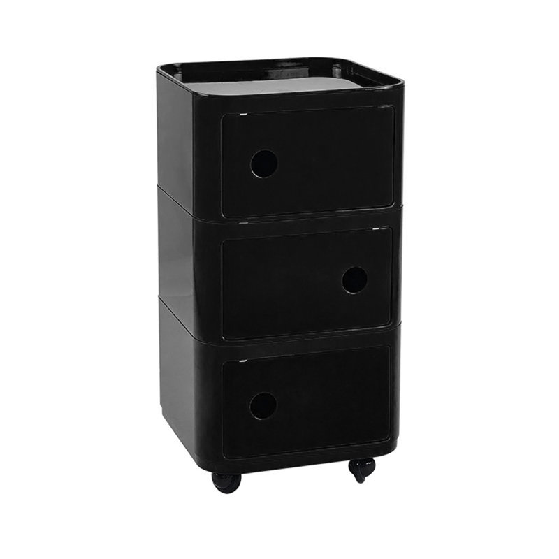 Linetta Tray Top Wheel End Table, Black