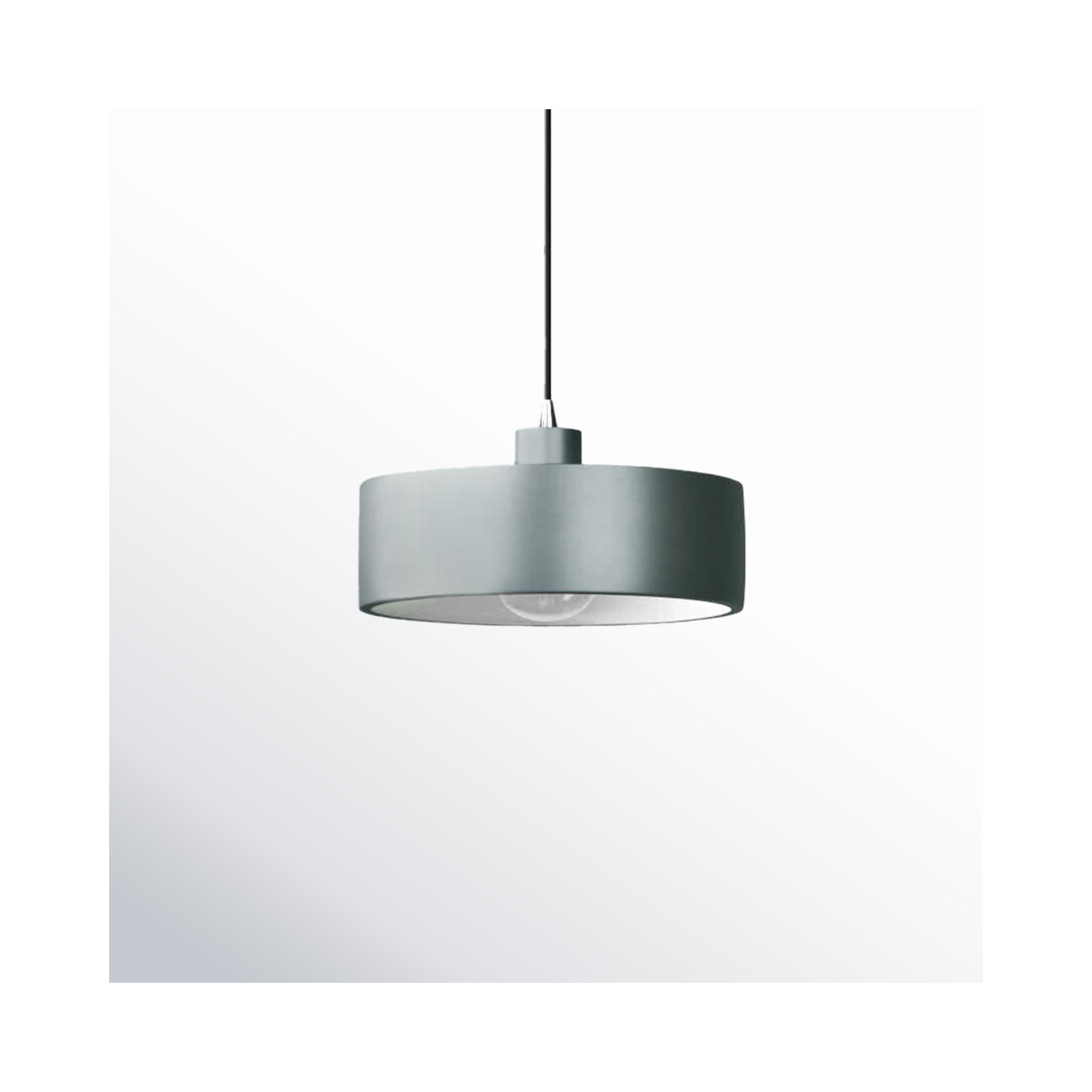 Fens Single Light Ceramic Dimmable Pendant, Brushed Nickel, Pewter Green