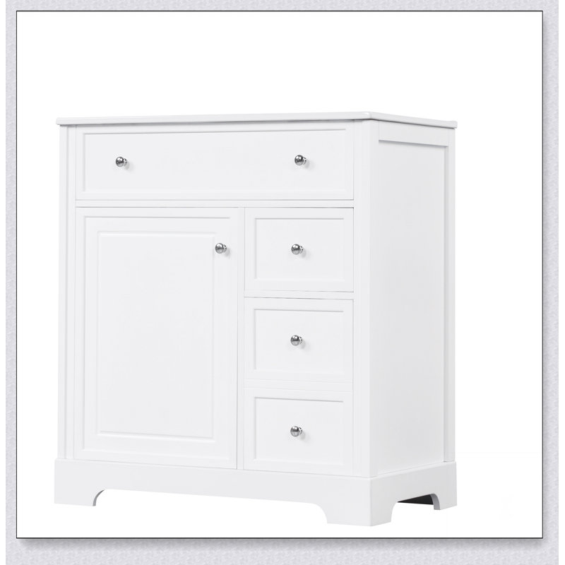 Meuble-lavabo de 30 po avec comptoir d'évier, meuble-lavabo avec porte et deux tiroirs, panneaux de fibres à densité moyenne, bois massif, un paquet (nouvelle couleur WF317773AAK)