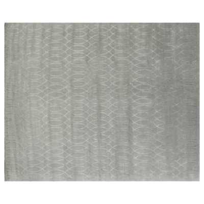 Metro Velvet hand-knotted Wool/Viscose Blue Area Rug