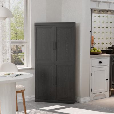 62" H X 31" W Kitchen Pantry Storage Cabinet with Adjustable Shelves Corner Sideboard Buffet Cupboards for Kitchen, Living Room