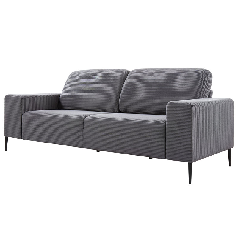 Brynnly 86'' Square Arm Sofa, Gray Corduroy