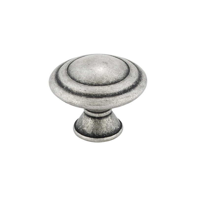 Poignée ronde 1 3/16" de diamètre Art Deco, Argent ancien
