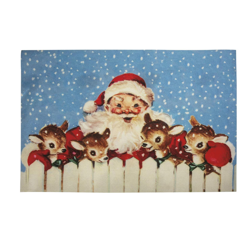  Tapis d'entrée et de Noël pour père Noël et renne - 34 po x 20 po