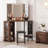 Corner Makeup Vanity with LED Mirror, Charging Station & Stool, Cabinet Storage for Bedroom-1043162020