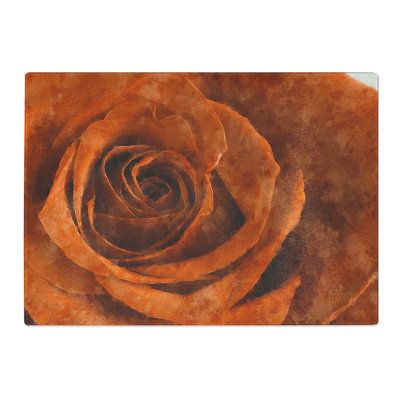 Tempered Glass Orange Rose Chopping Board