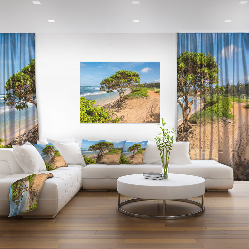 «Green Tree on Beach in Kauai Hawaii», reproduction de photo sur toile tendue, H 30 po x l 40 po x P 1 po