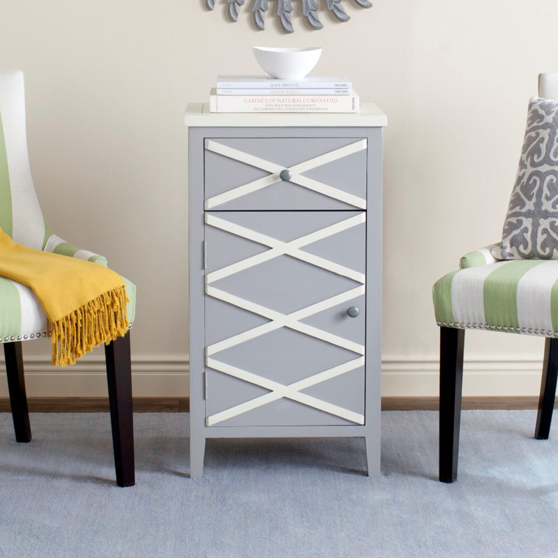 Armoire 1 porte Brandy, Gris / Blanc