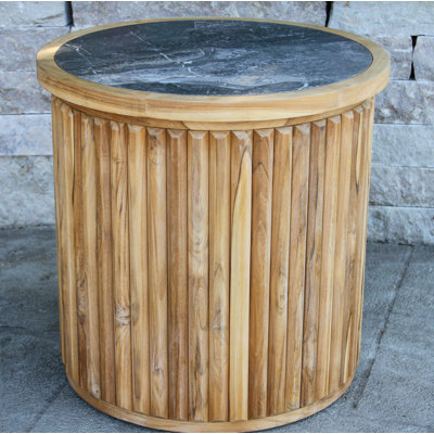 Estate Teak & Orobico Sintered Stone Accent Table by Joss & Main