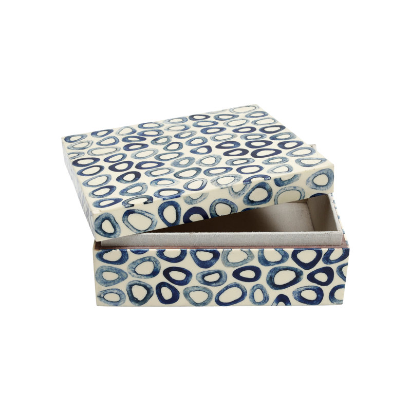 Ovoid Rectangular Box, White/Blue